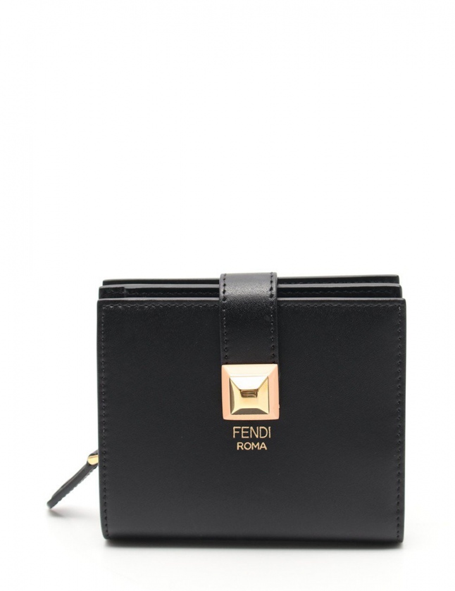 FENDI エフ イズ フェンディ 二つ折り財布 ブラックレザー コンパクト
