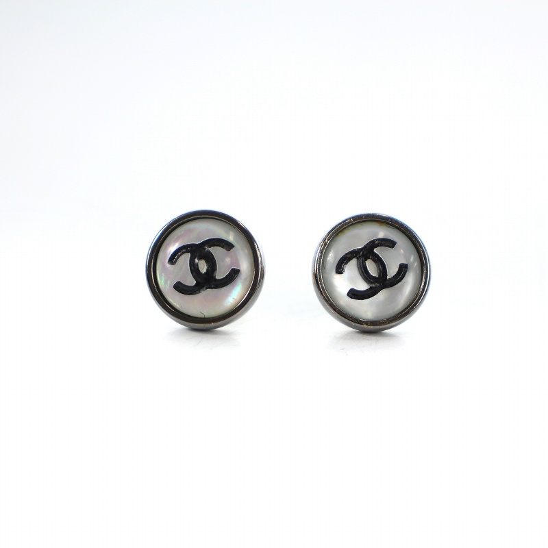 シャネル CHANEL ヴィンテージ ピアス ココマーク マットシルバー