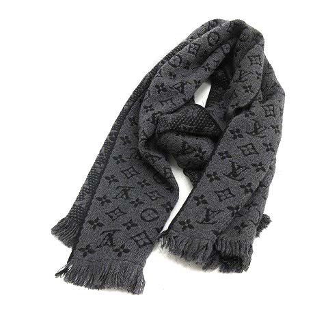 LOUIS VUITTON モノグラムマフラー グレー/パープル LOUIS VUITTON