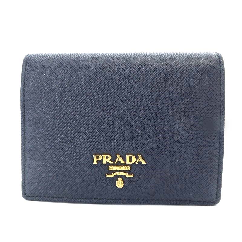 PRADA 二つ折り財布 ネイビー セール PRADA プラダ 財布 二つ折 二つ折