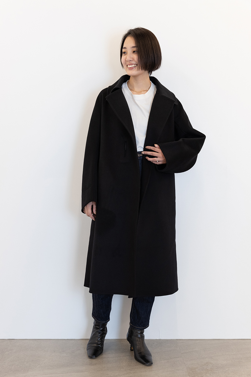 カシミヤブレンドラップロングコート 黒 ユニクロ プラスj ジル