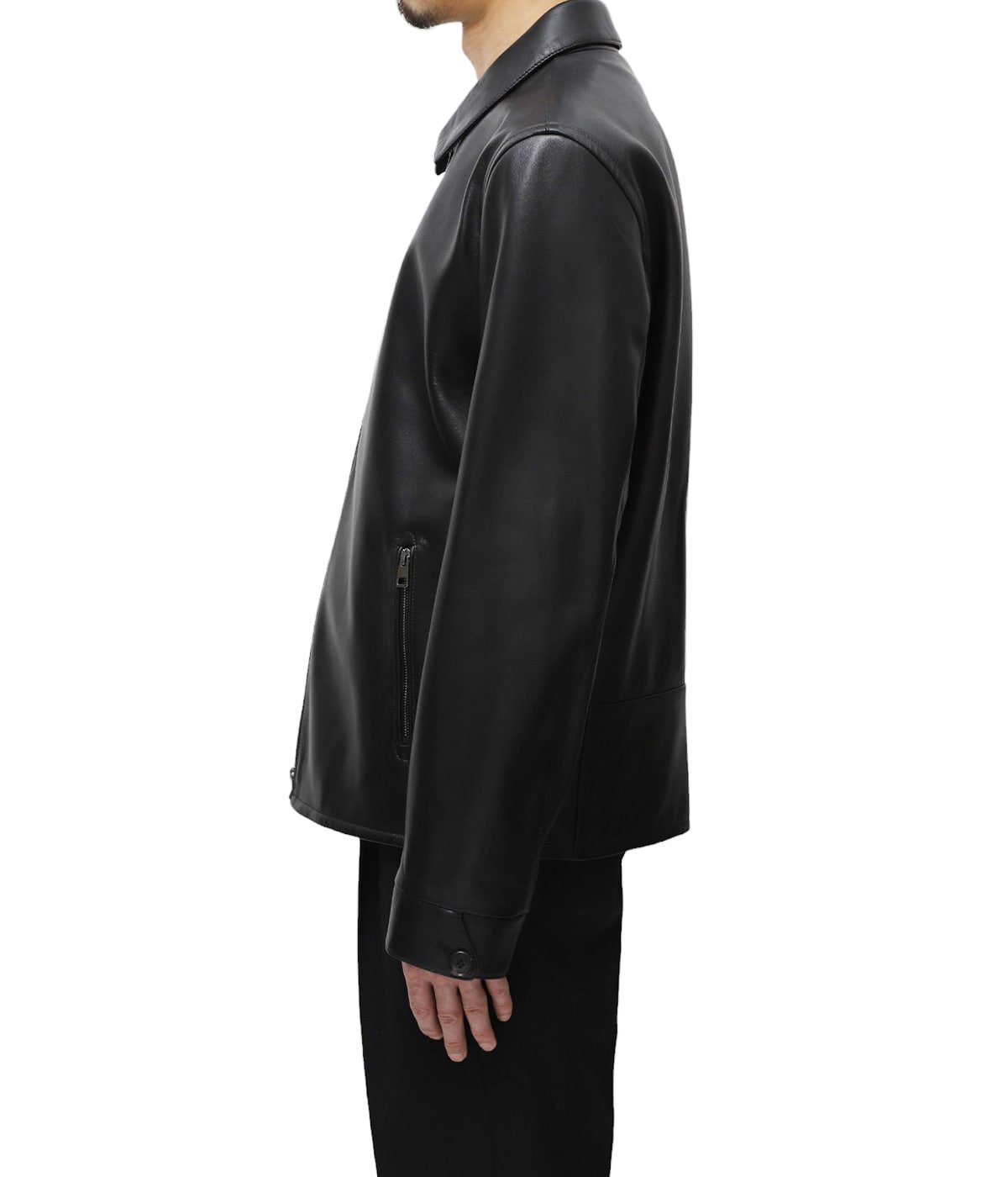 プロンジェラムレザー 襟付きシングルライダース | MOLEC(モレック