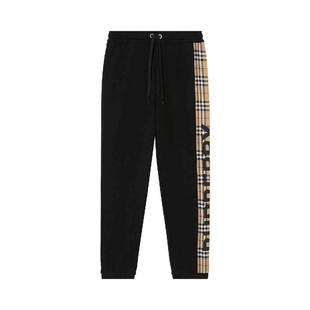 Buy Burberry Check Patch Sweatpants 'Black' - 8024541 | GOAT