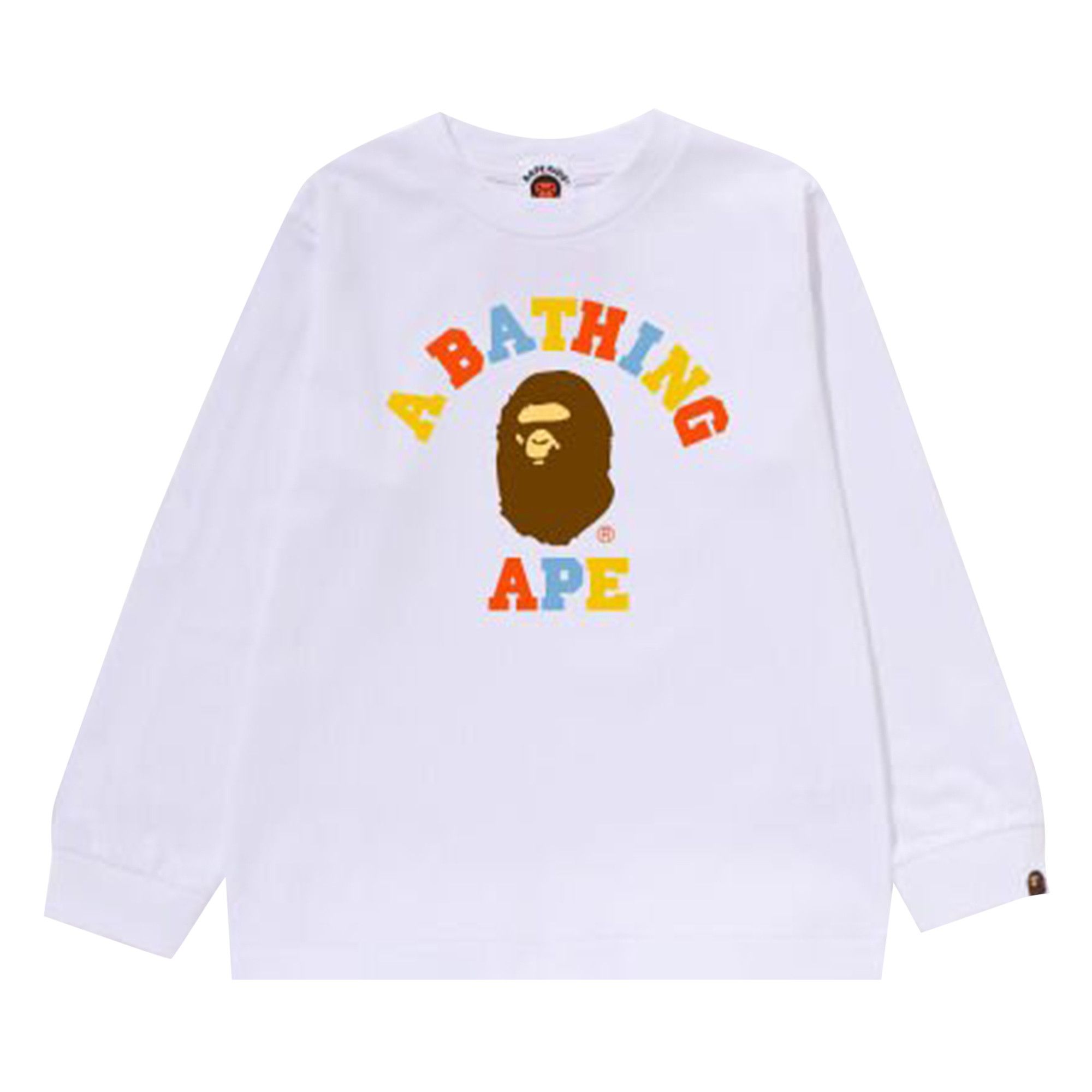 Buy BAPE Kids Colors College Long-Sleeve Tee 'White' - 1J80 311