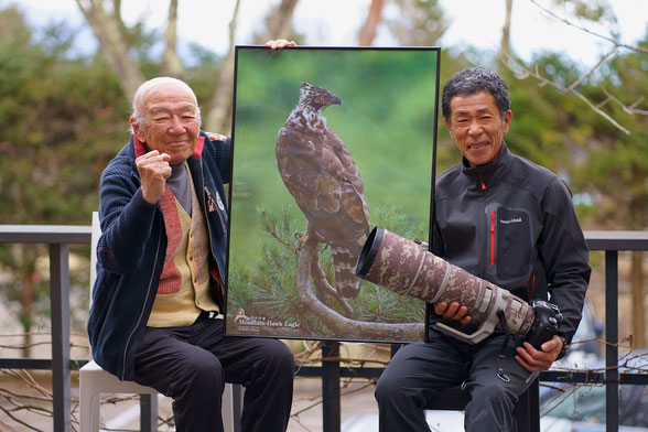 野鳥写真家若尾ちかしさんの額装カワセミ写真 おまけにクマタカ3枚