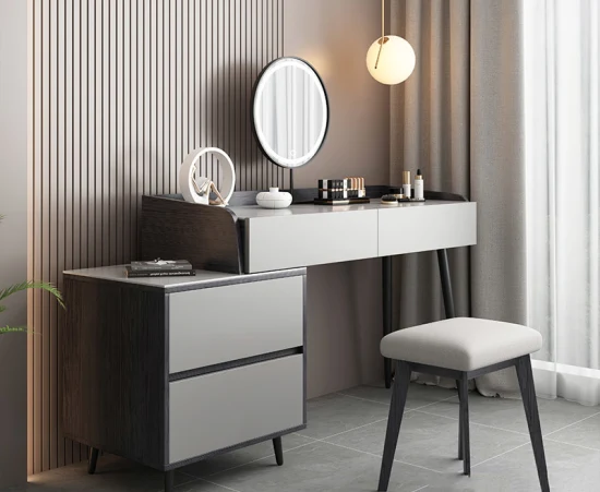 モダンなホームホテルの寝室家具収納木製ドレッシングテーブルと鏡付き