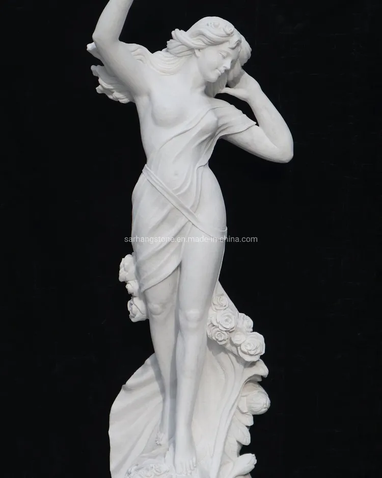 ホワイトマーブル等身大女性像彫刻 - 中国 大理石彫刻、図の彫像、彫刻