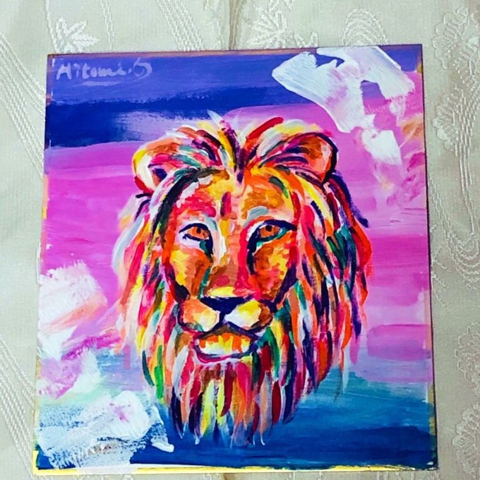 絵画 アクリル絵 額縁 キャンバス ライオン 動物 原画 絵画 アクリル絵