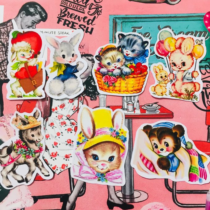 レトロアニマル＊ステッカーフレークシールセット - Chouchou*mmy