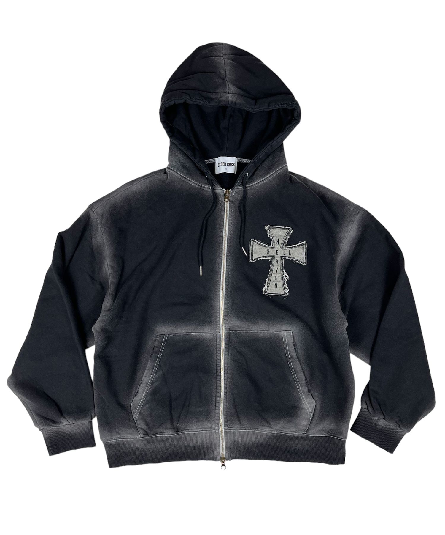 MUSINSA | SK8ER ROCK Hell Heaven Cross Vintage Sweat Hood Zip-up
