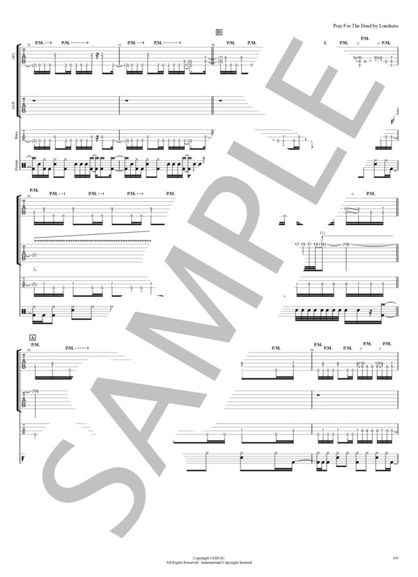 楽譜】PRAY FOR THE DEAD / LOUDNESS (バンドスコア / 中〜上級