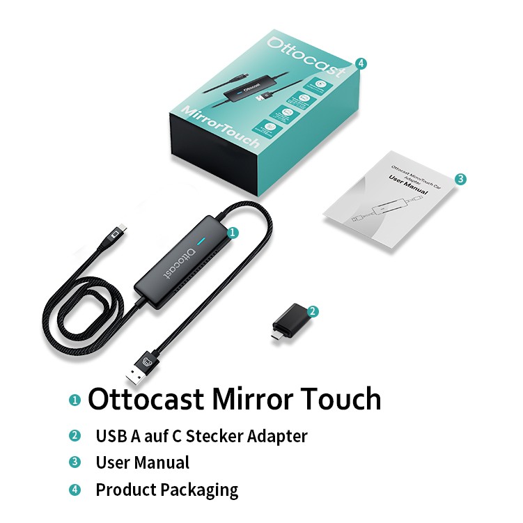 Ottocast Mirror Touch Wireless CarPlay Adapter Bidirectional