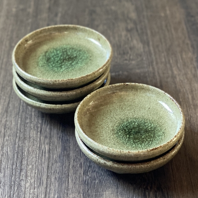 S877 茶碗 『唐津焼』『今岳窯 溝上秀次』 共箱 抹茶碗 茶道具