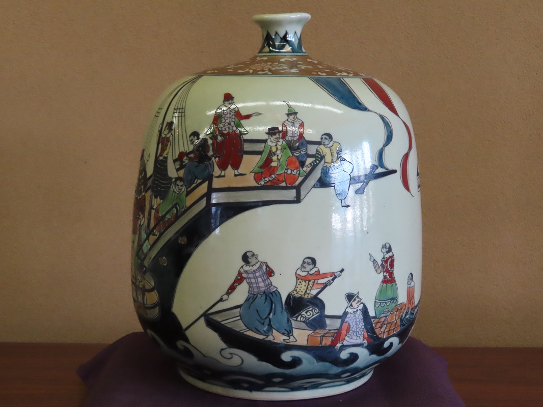 ⬇️【希少】 円左エ門窯 ⭐︎ 錦南蛮船壺 手書き 有田焼 280000円