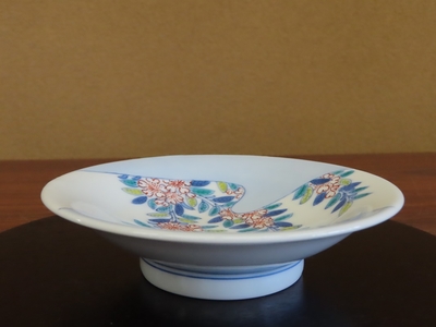 陶芸家 作家物 阪井茂治 色鍋島 笹文 茶碗 鍋島焼 今右衛門 抹茶碗 共箱