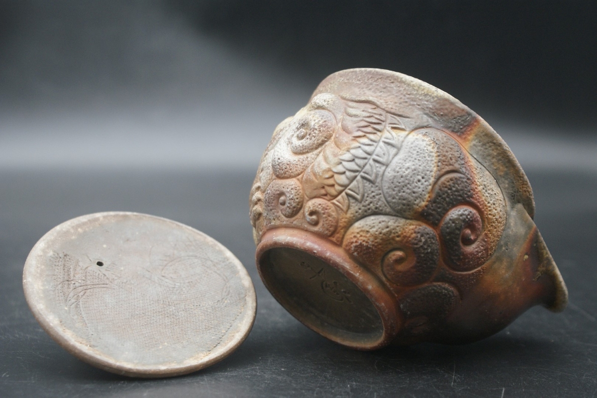 52.備前焼 宝瓶 登り窯 龍 りゅう リュウ 手びねり 急須 52.備前焼 宝