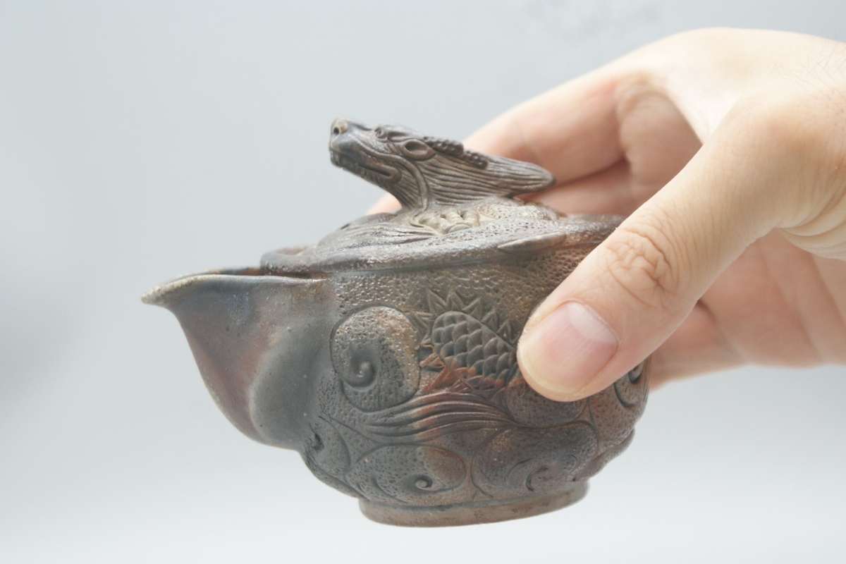 備前焼 宝瓶 窯出し 招福 昇り龍 備前焼 宝瓶 窯出し 招福 昇り龍