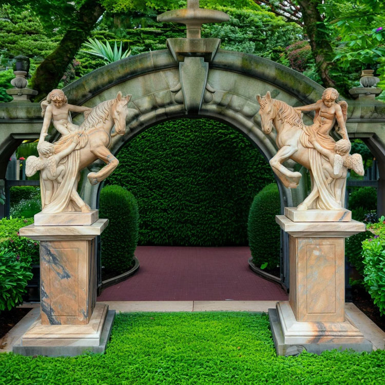 イギリスアンティーク 天使のブロンズ像 大理石台座付き 美品です