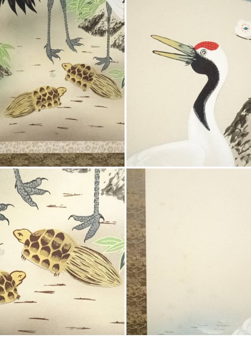 掛け軸 秋月 松竹梅鶴亀 絹本 希少 軸装 茶道具 掛軸 美品 です。 道具