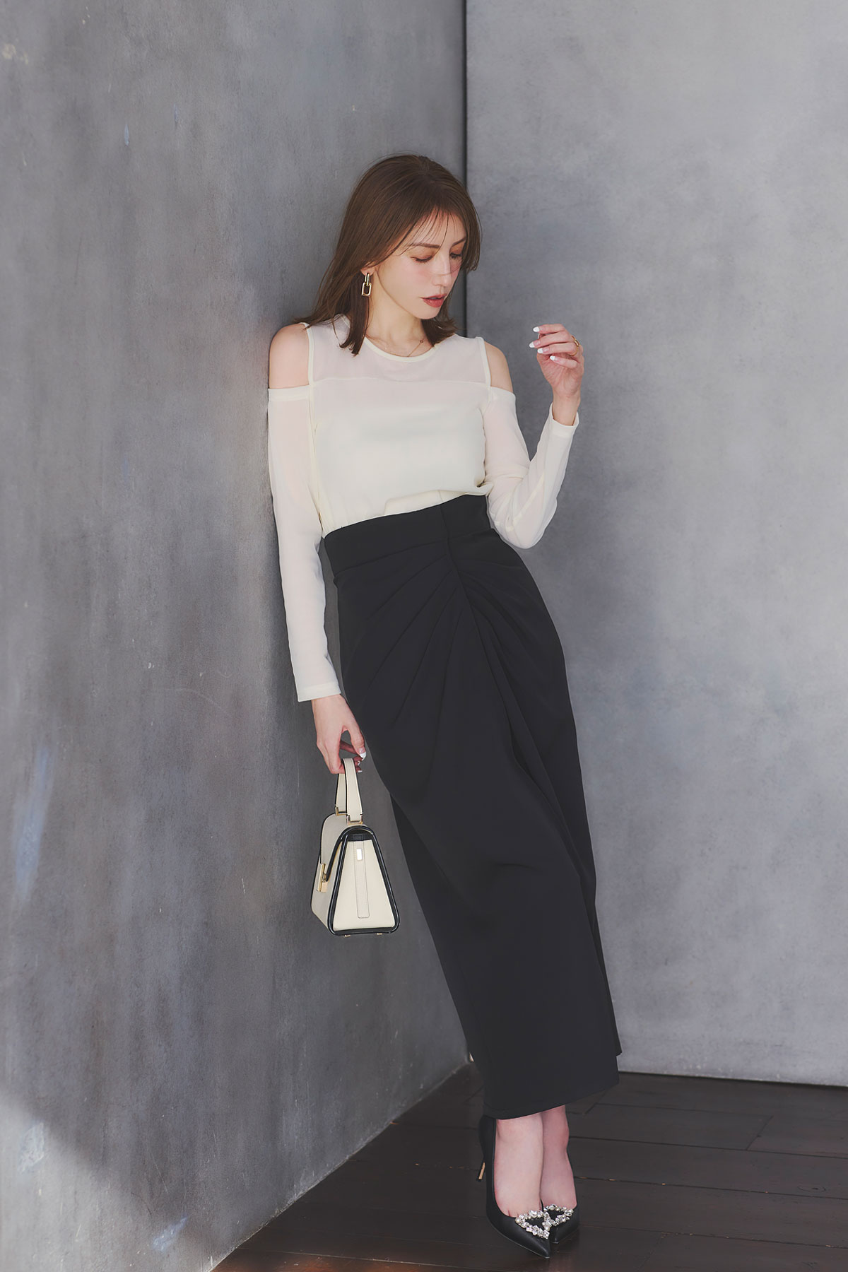 美香さん着用】ドレープIラインスカート