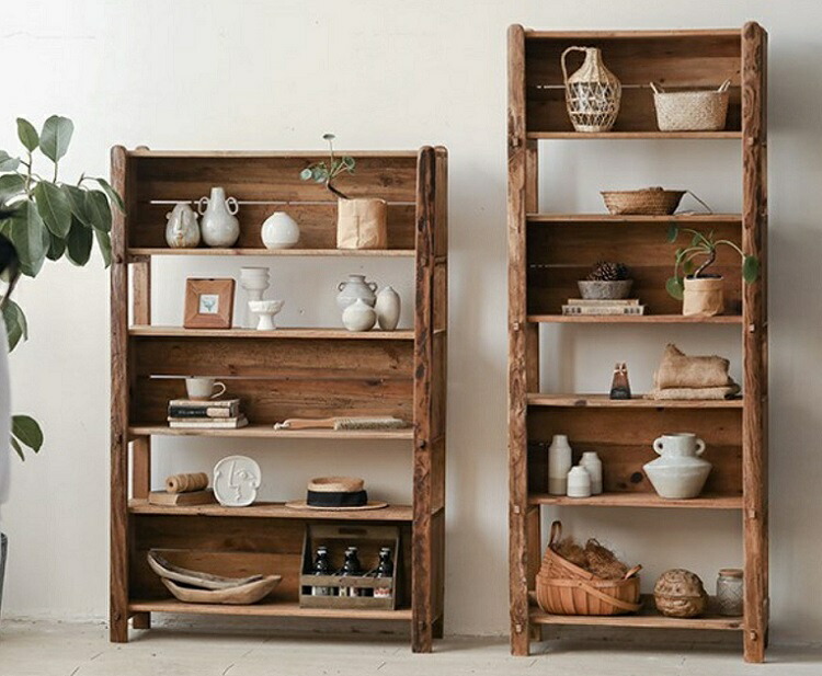 楽天市場】オープンラック 収納棚 ウッドラック 幅106cm 本棚 古材