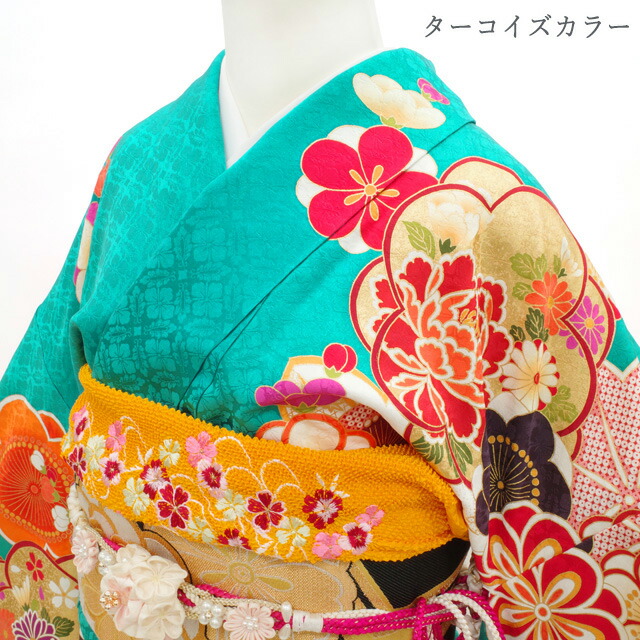 楽天市場】【中古】 振袖 正絹 リサイクル 着物 袷 金駒刺繍 金彩加工