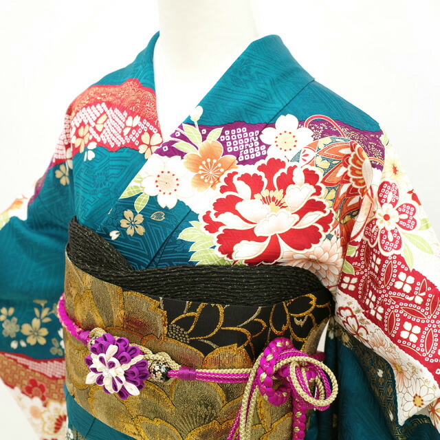 楽天市場】【中古】 振袖 リサイクル 着物 正絹 袷 金彩加工 濃