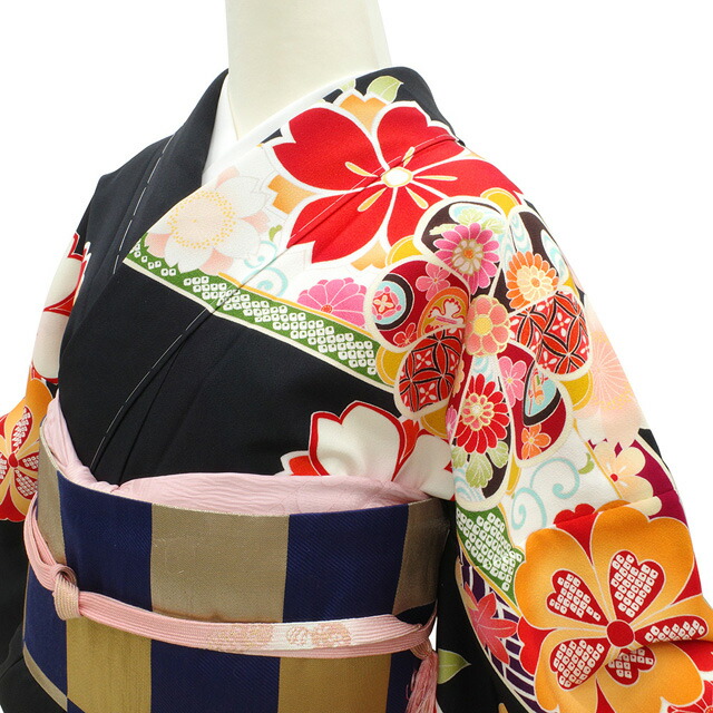 楽天市場】【新古品】 訪問着 着物 正絹 袷 黒地 ブラック 花古典 桜