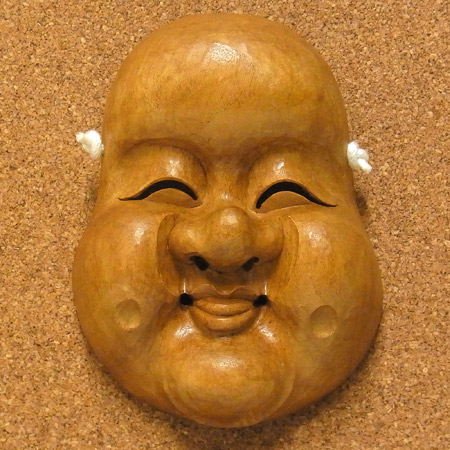 楽天市場】楠面 古色お多福面 おたふく おかめ 木彫り お面 壁掛け用