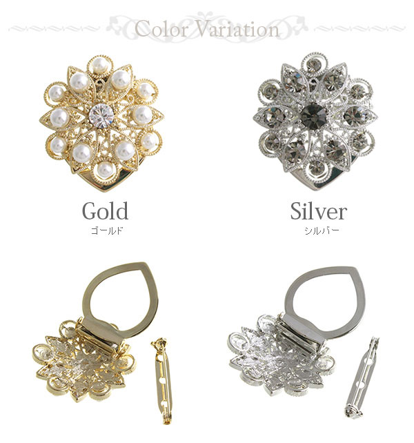 楽天市場】フラワーモチーフスカーフクリップ ストールクリップ