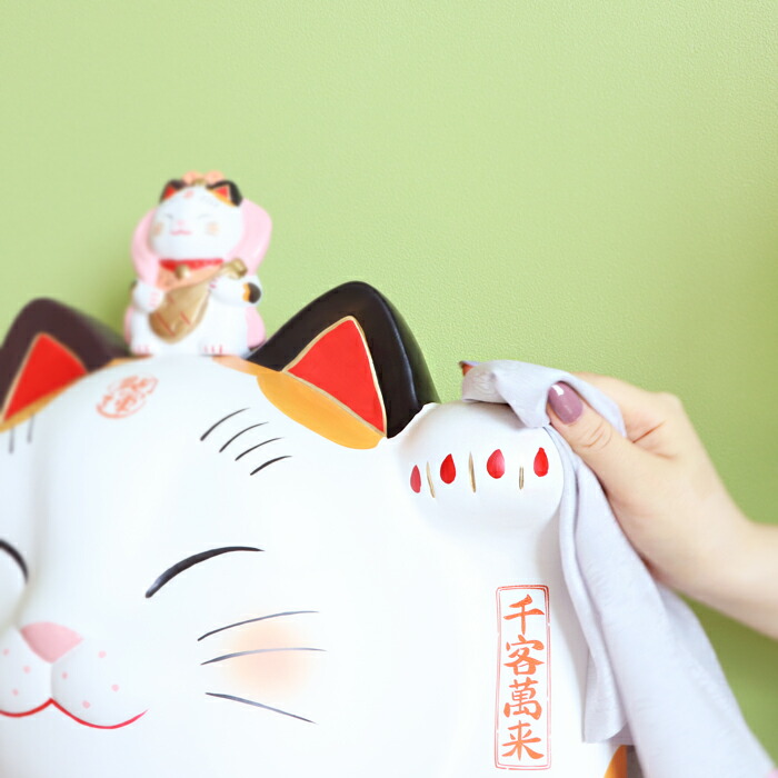 置物 招き猫 33センチ 共箱 商売繫盛 千客萬来 ご利益 縁起物 美品