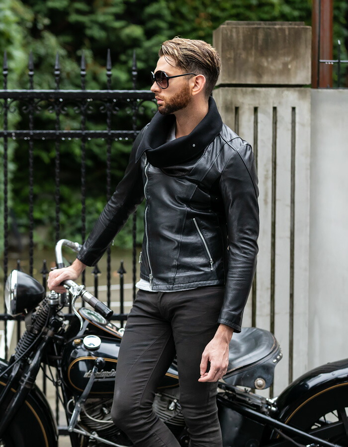 AVIATOR(アビエーター)ゴートレザー ドレープ ライダースジャケット