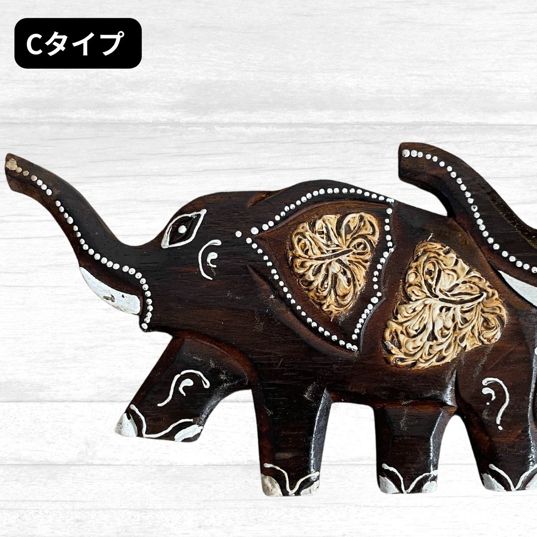 木彫のインド象家族3体セット 置物 木彫のインド象家族3体セット 置物