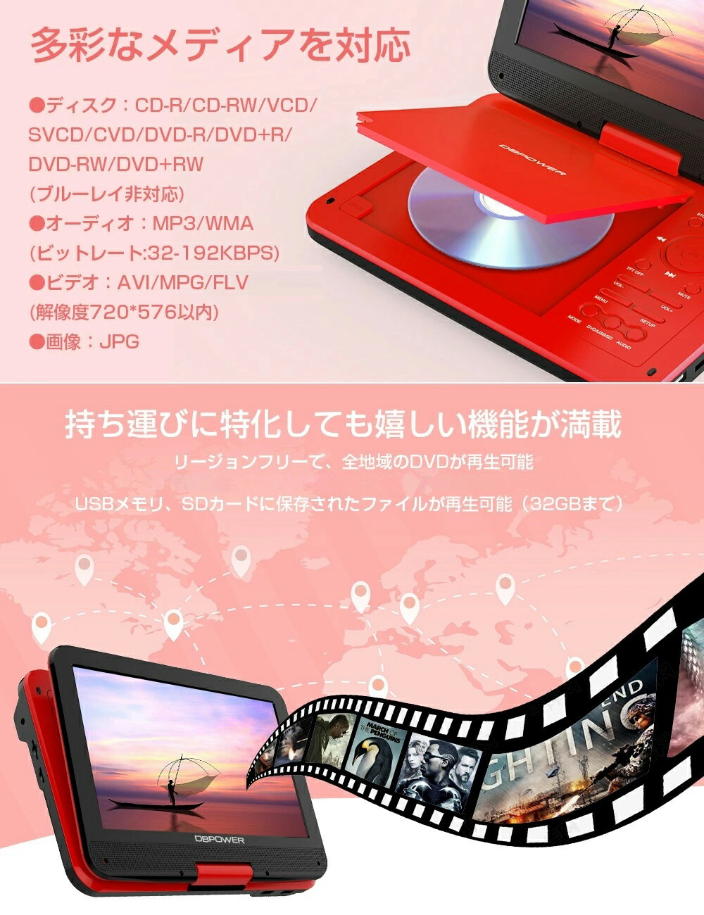 楽天市場】【☆2180円の収納ケースレビュー特典あり】ポータブルDVD