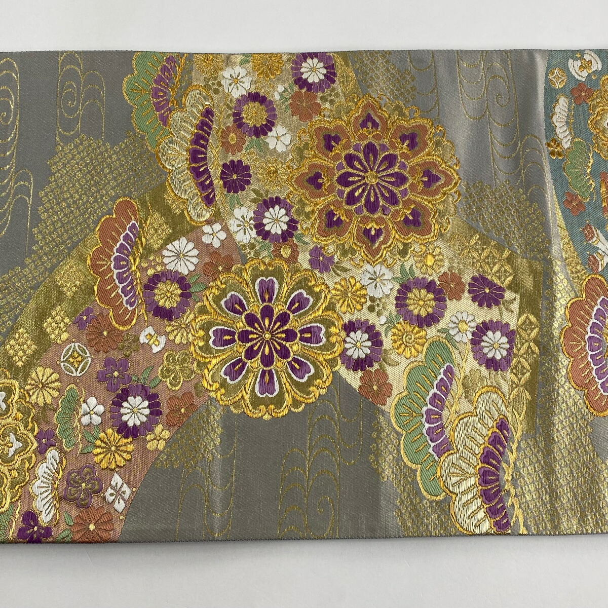 坂東三津五郎 袋帯 六通柄 正絹 源氏香 吹き寄せ 春秋 桜 未使用 イ