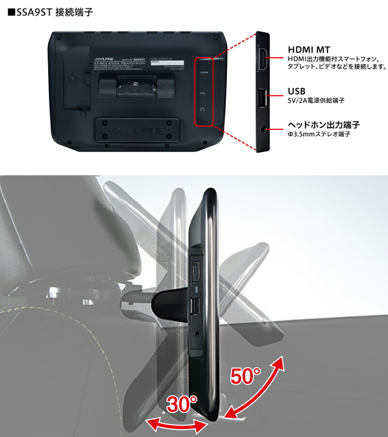 楽天市場】ALPINE アルパイン ヘッドレスト取付け型リアビジョン