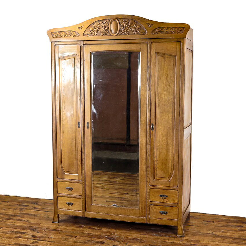 引き取り限定大型家具アンティーク風木製ワードローブナチュラルウッド