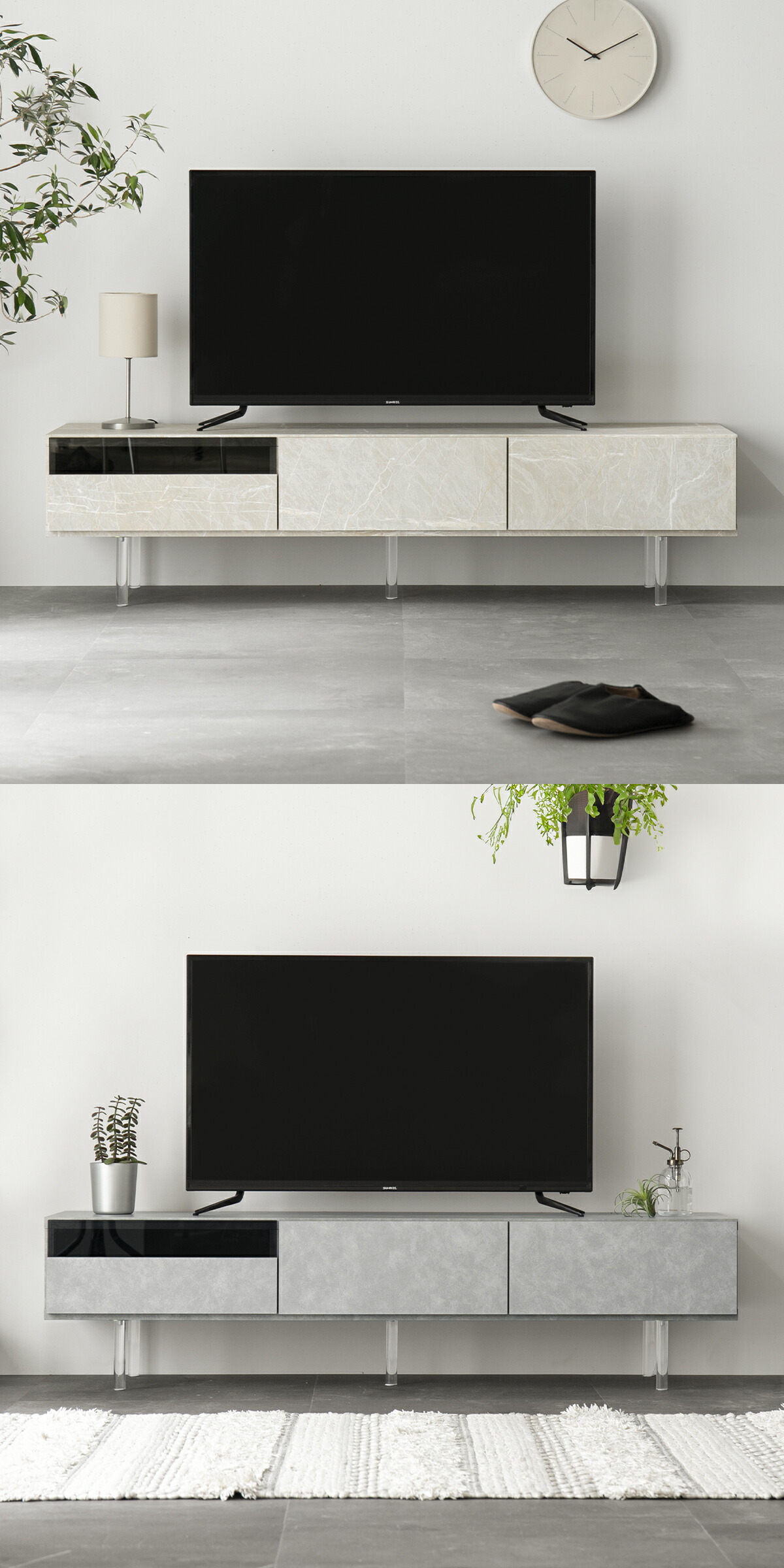 送料無料 大理石調 テレビボード ローボード TV台 88165-5-005