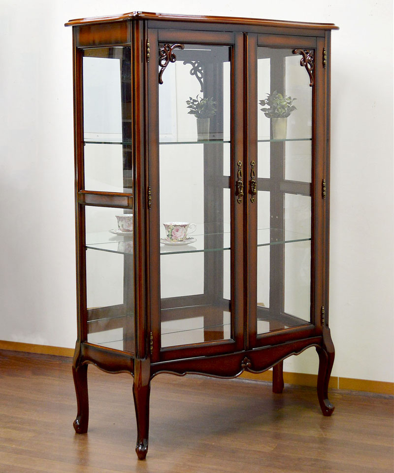 H6 美品 Italia/イタリア製 マホガニー 八角形 キャビネット/飾り棚