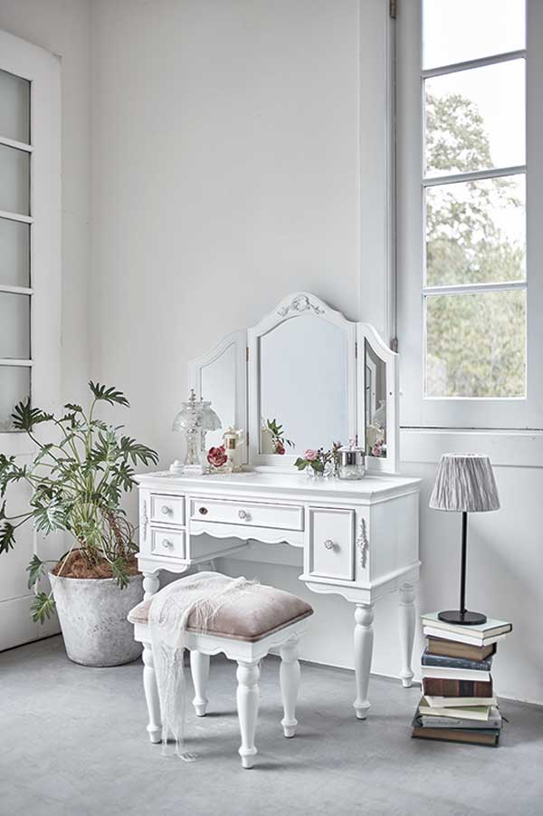 三面鏡 ドレッサー 鏡台 ホワイト 白 工場 ホワイト ドレッサー・鏡台