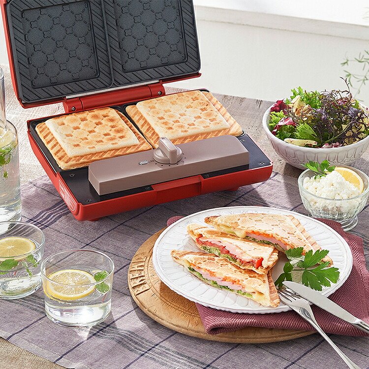 ホットサンドメーカー アイリスオーヤマ マルチサンド RED 赤 アイリス