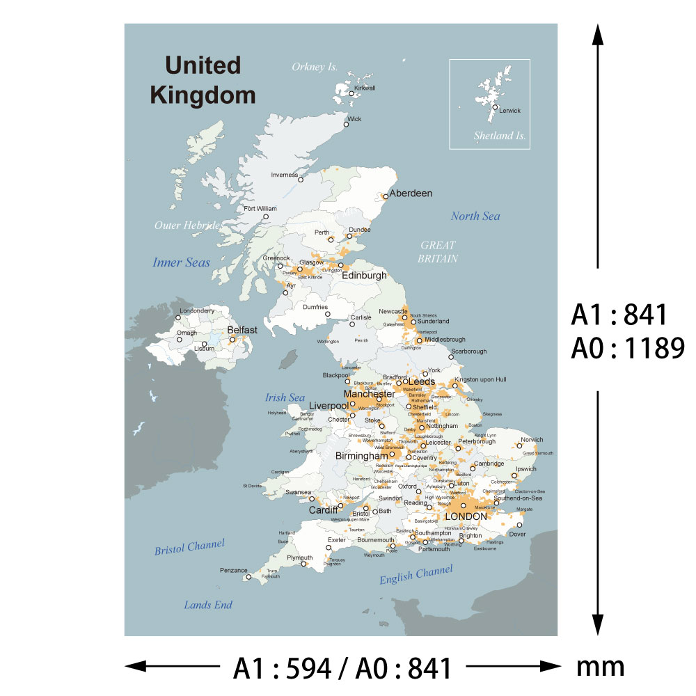 楽天市場】イギリス地図ポスター 英語版 world map england インテリア