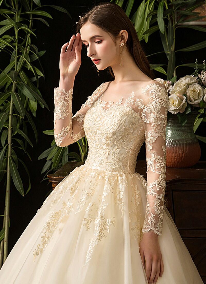 BHLDN 花ベージュ 長袖 ウェディングドレス BHLDN 花ベージュ 長袖