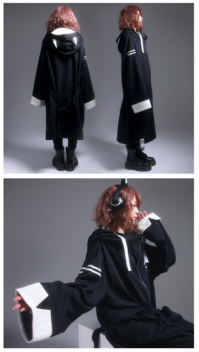 最短即日出荷】パーカー ロングパーカー ユニセックス 猫 猫耳 まえだ