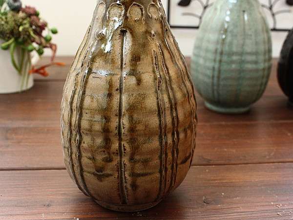 楽天市場】手造り 鶴首花瓶(黄瀬戸貫入入り)(和食器 花器 花瓶