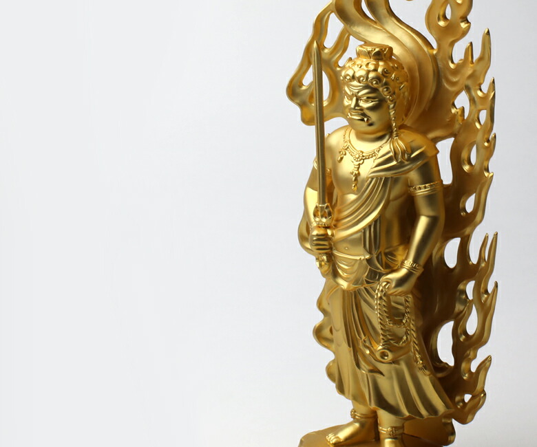仏像 不動明王 金 21cm