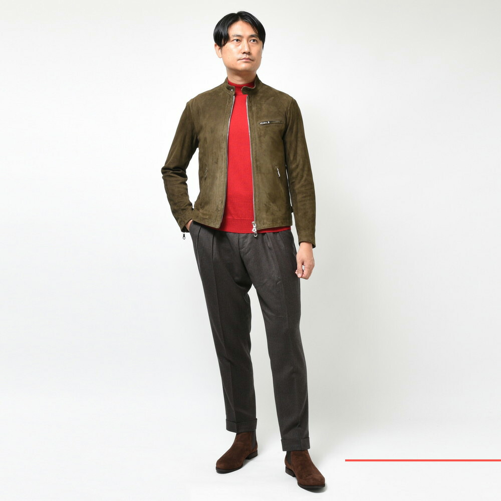 Cinquanta（チンクアンタ）ゴートスエードスタンドカラーシングル