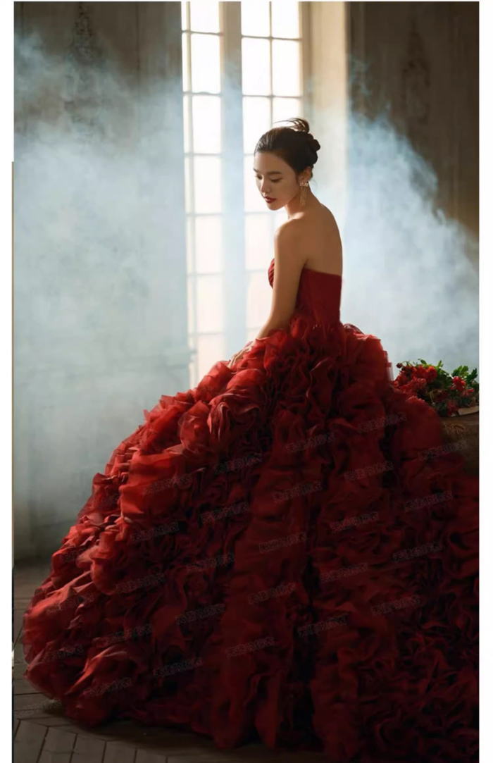 楽天市場】ANGEL カラードレス ベアトップ フリル 背中編上げ Aライン