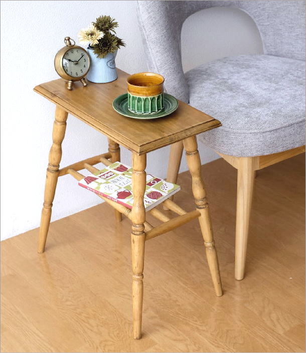 楽天市場】サイドテーブル パイン無垢材 天然木 木製 コンパクト