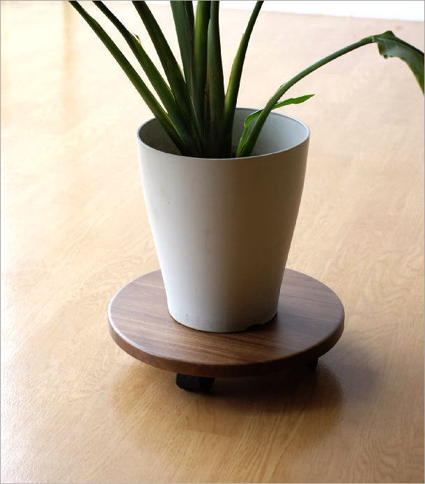 楽天市場】花台 木製 キャスター付き 室内 ウォールナット 無垢